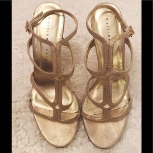 martinez valero 4” gold strappy heels